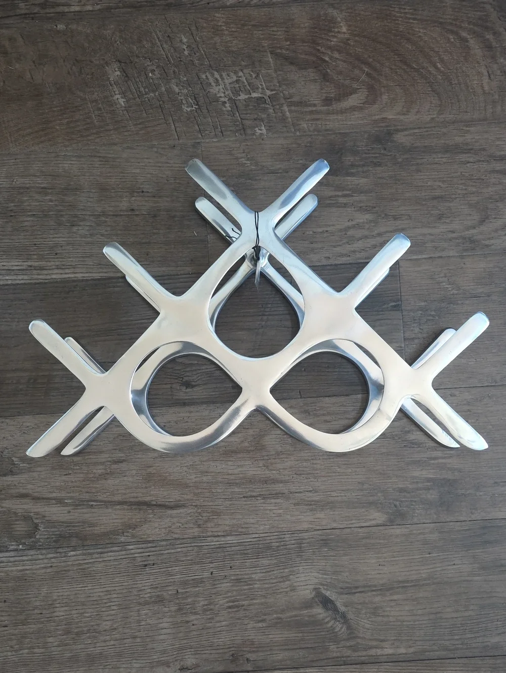 Pier 1 Import Silver Modern 8 Wine Bottle Rack - Sleek Tabletop Storage